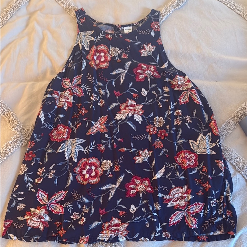 Old Navy Blue and Red Floral Blouse